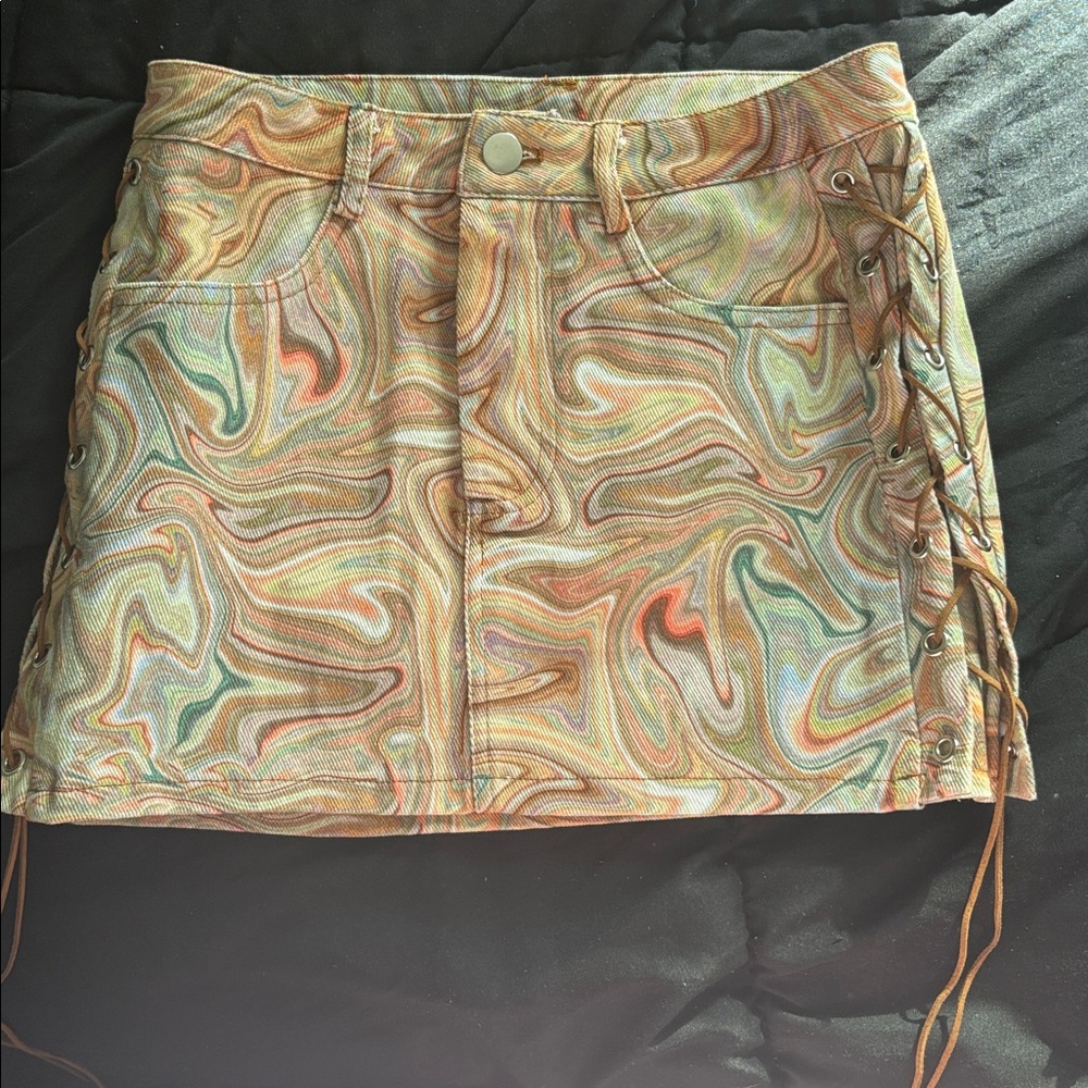 Multicolor Abstract Patterned Skirt - image 2